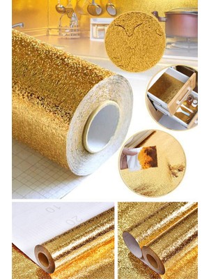 Markafox Yapışkanlı Gold Mutfak Tezgah Folyosu 1m x 40CM Modern Tasarım Kolay Uygulanabilir Folyo