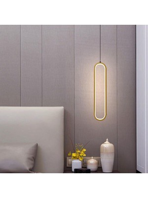 18W LED Gold Altın Uzun Doğrusal Kolye Lambası, 40 cm Sıcak Işık Uzun Grafik Kolye Lambası Yatak Odası, Oturma Odası, Çalışma Odası (Yurt Dışından)