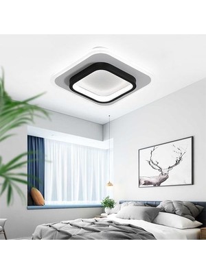 24W LED Üç Renkli Dimmable Kare Tavan Işığı, Yatak Odası Için Grafik Demir Gövde Tavan Işığı, Koridor, Balkon (Yurt Dışından)