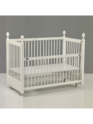 Meltem Kids Kral Sallanır Anne Yanı Beşik Ahşap Bebek Beşiği 60x120 cm (beyaz)