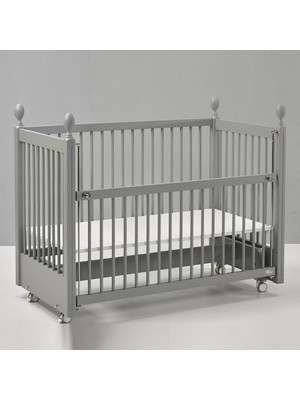 Meltem Kids Kral Sallanır Anne Yanı Beşik Ahşap Bebek Beşiği 60x120 cm (gri)