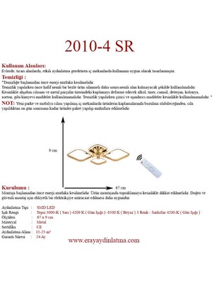 Eray Aydınlatma 2010-4 Sarı Dimmer Kumandalı LED Avize