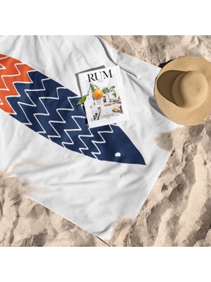 The Lucid Lab Blue & Orange A Fish - Balıklı Plaj Havlusu - Microfiber
