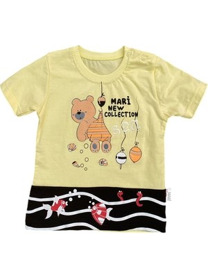 Alp Kids Sevimli Ayıcık Baskılı Şortlu T-Shirt Erkek Bebek Takım