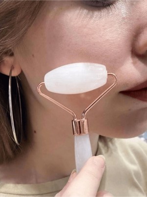 Gümüştel El Sanatları Sertifikalı Doğal Çift Taraflı Pembe Kuvars Taşı Masaj Aleti Doğal Taş Mat