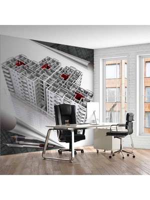 Duvar Kağıdı Baskı Soyut Mimari Proje Duvar Kağıdı