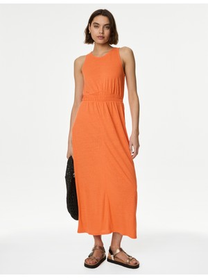 Marks & Spencer Midi Örme Keten Elbise