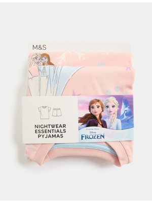 Marks & Spencer Saf Pamuklu Disney Frozen™ Şortlu Pijama Takımı