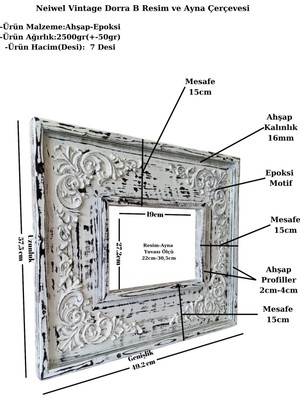 Neiwel Vintage Dorra B Ahşap Resim ve Ayna Çerçevesi