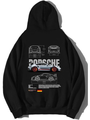 BRZ Collection Oversize Hoodie Siyah Erkek Kapsamlı Grafik Desenli Kolsuz Tasarım