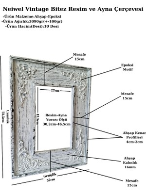 Neiwel Vintage Bitez  Ahşap Resim ve Ayna Çerçevesi