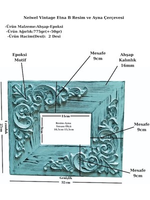 Neiwel Vintage Etna B Ahşap Resim ve Ayna Çerçevesi