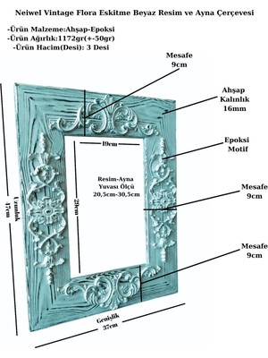 Neiwel Vintage Flora C Ahşap Resim ve Ayna Çerçevesi