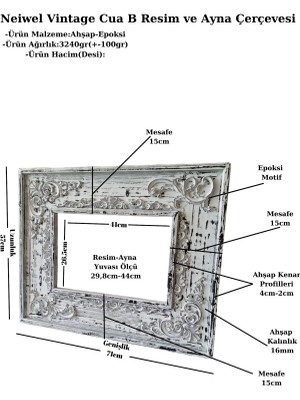 Neiwel Vintage Cua  B Ahşap Resim ve Ayna Çerçevesi