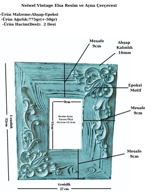 Neiwel Vintage Elsa Ahşap Resim ve Ayna Çerçevesi