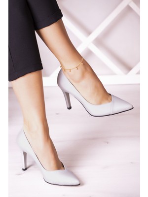 Erkan Saçmacı Victoria Gümüş Saten Jatqılı Abiye Stiletto