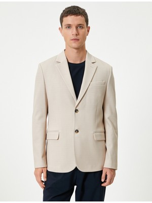 Koton Blazer Ceket Slim Fit Kapaklı Cep Detaylı