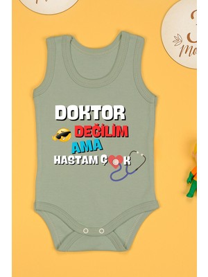 Bebe Tospik Doktor Değilim Ama Hastam Çok Baskılı Pamuk Atlet Zıbın