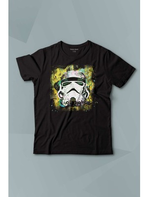 Kendim Seçtim  Mask Sarı Star Wars Baskılı Çocuk Tişört Kısa Kollu