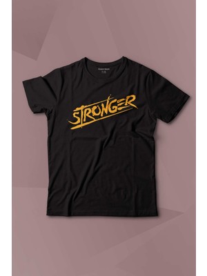 Kendim Seçtim Stronger Daha Güçlü Sporcu Gym Fitness Spor Baskılı Çocuk Tişört Kısa Kollu