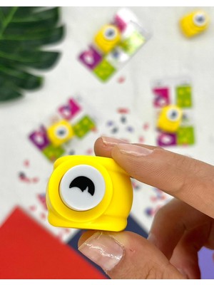 Kağıt Gemi Dükkan Yarım Ay Desenli Sarı Mini Delgeç 3x2 cm 8 mm Kesim Çapı Tek Parça
