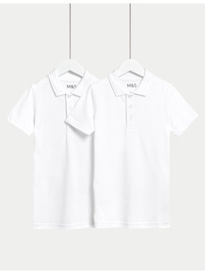 Marks & Spencer Saf Pamuklu 2'li Kısa Kollu Polo Yaka T-Shirt