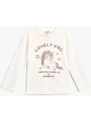 Koton 5WMG10022AK Kız Bebek Sweat Ekru 9 - 12 Ay Unicorn Desenli Ek Özellikler