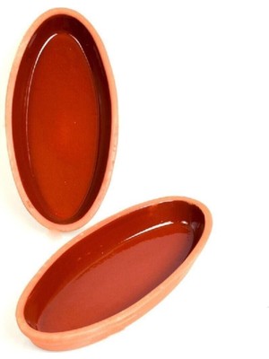 Avanos Standart Toprak Içi Sırlı 29 cm Oval Güveç Tava-2 Li Kahverengi Seramik 2