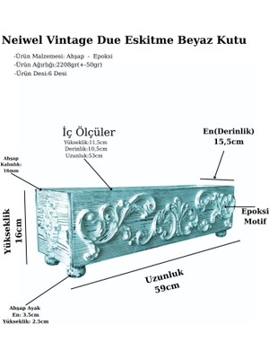 Neiwel Vintage Due Eskitme Beyaz Ahşap Kutu