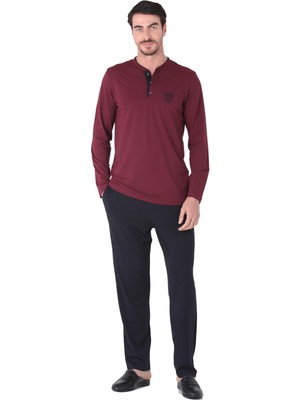 D'S Damat Erkek Bordo Eşofman Pijama 5'li Takım 234003