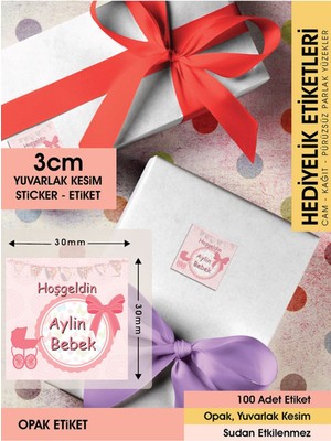 Letbil Reklam Fiyonklu Doğum Günü Etiketi - 3cm - 100 Adet Opak Sticker