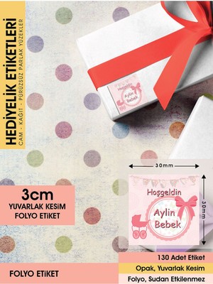 Letbil Reklam Fiyonklu Doğum Günü Etiketi - 3cm - 130 Adet Folyo Sticker