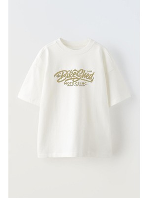 Youwinner Unisex Bike Shed Tasarım Baskılı Pamuk Beyaz Oversize T-Shirt