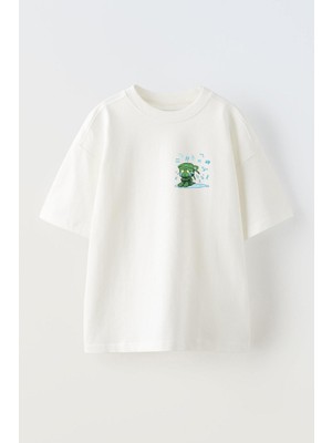 Youwinner Unisex Üzgün Mumya Tasarım Baskılı Pamuk Beyaz Oversize T-Shirt