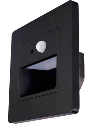 Ack 1W Siyah Kasa Gün Işığı 3000K Sensörlü LED Duvar Aydınlatma Aplik AH07-00401