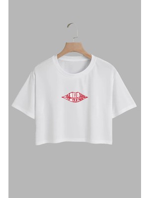 Youwinner Kadın Save The Drama Tasarım Baskılı Pamuk Beyaz Oversize Crop