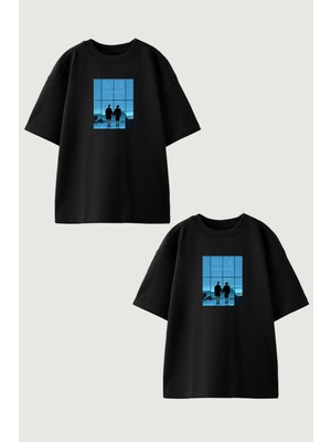 Youwinner Kadın Erkek Unisex Tyler Durden And Marla Sevgili Çift Kombini Oversize Siyah Tshirt 2'li Takım