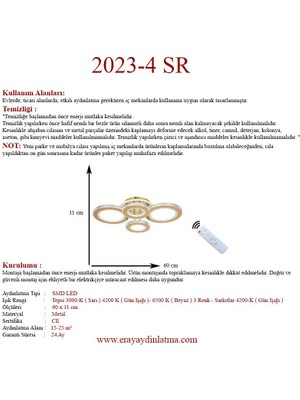 Eray Aydınlatma 2023-4 Sarı Dimmer Kumandalı LED Avize