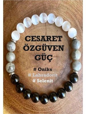 NehirTaş Sertifikalı   Doğaltaş  - Cesaret - Özgüven - Güç - Mutluluk - Unisex ( Oniks - Labradorit - Selenit )