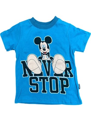 Alp Kids Never Stop Mickey Mouse Baskılı Erkek Çocuk T-Shirt Şort Takım