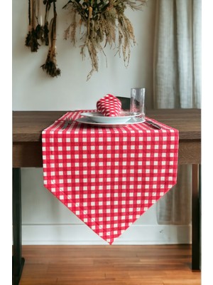 Doryan Home Pötikare Desenli Keten Duck Kumaş Dikdörtgen Dekoratif Runner Masa Örtüsü 130X40