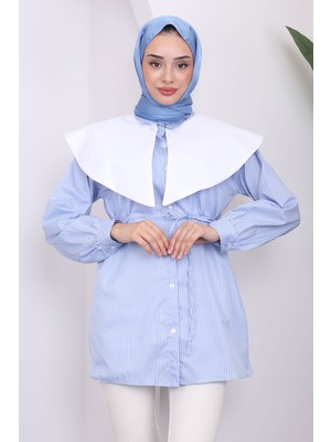 Bebe Mavi Bebe Yaka Çizgili Gömlek