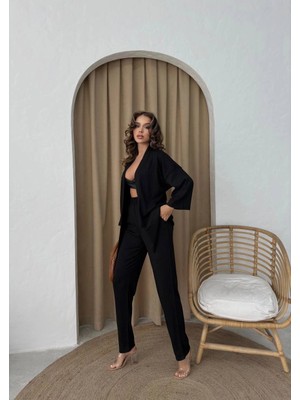 MST Clothing Bürümcük Kumaş Kadın Kimono Pantolon Takım