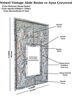 Neiwel Vintage Ahde Ahşap Resim ve Ayna Çerçevesi