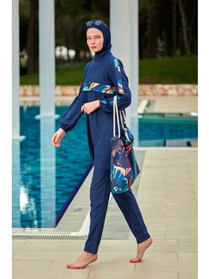 Marina Desenli Tam Kapalı Tesettür Mayo R2413