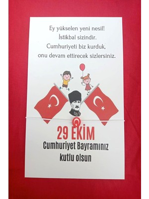 Emtory Home 10 Adet Bayrak Atatürk ve Çocuk Kartlı Türk Bayrağı Bileklik - 29 Ekim Hediye- (Tek Tek Paketli)