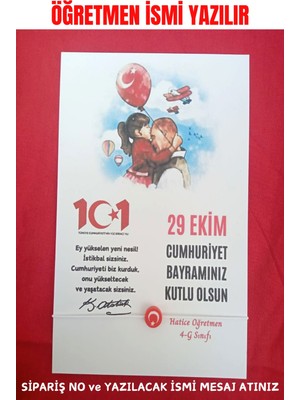 Emtory Home 40 Adet Atatürk ve  Çocuk Konsept Türk Bayrağı Bileklik - 29 Ekim Hediye -- Öğetmen Ismi Yazılır