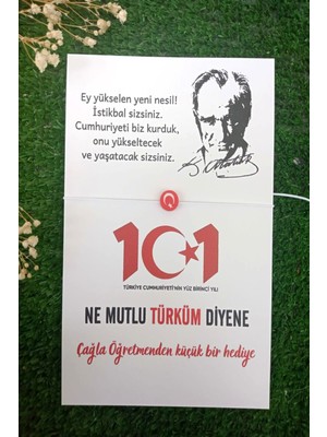 Emtory Home 40 Adet Atatürk Silüet 101. Yıl  Kartlı Türk Bayrağı Bileklik - 29 Ekim Hediye- Öğretmeninden Hediye