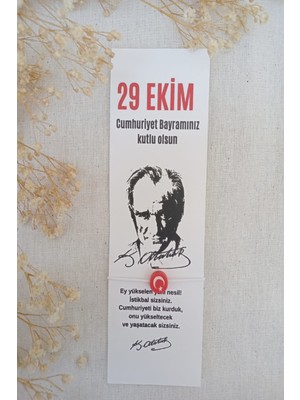 Emtory Home 5 Adet Atatürk Silüet Türk Bayrağı Bileklik & Kitap Ayracı - 29 Ekim Hediye - Jelatinli