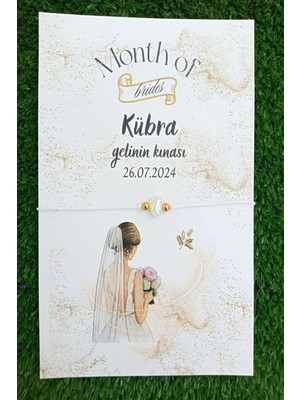 Emtory Home 50 Adet Mount Of Bride Kartlı Inci Taşlı Bileklik - Kına Hediyesi - Nikah Hediyesi - Kişisel Yazı